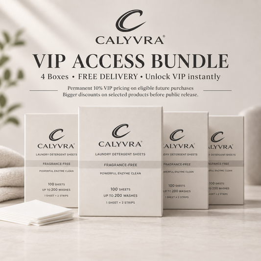 CALYVRA® Laundry Detergent Sheets — 4 Boxes | VIP ACCESS + FREE DELIVERY